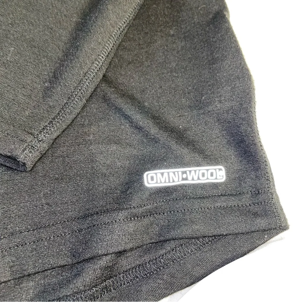 Omni-Wool Mens Base Layer Long Sleeve Shirt Black‎ Wool Blend Crew Neck Large